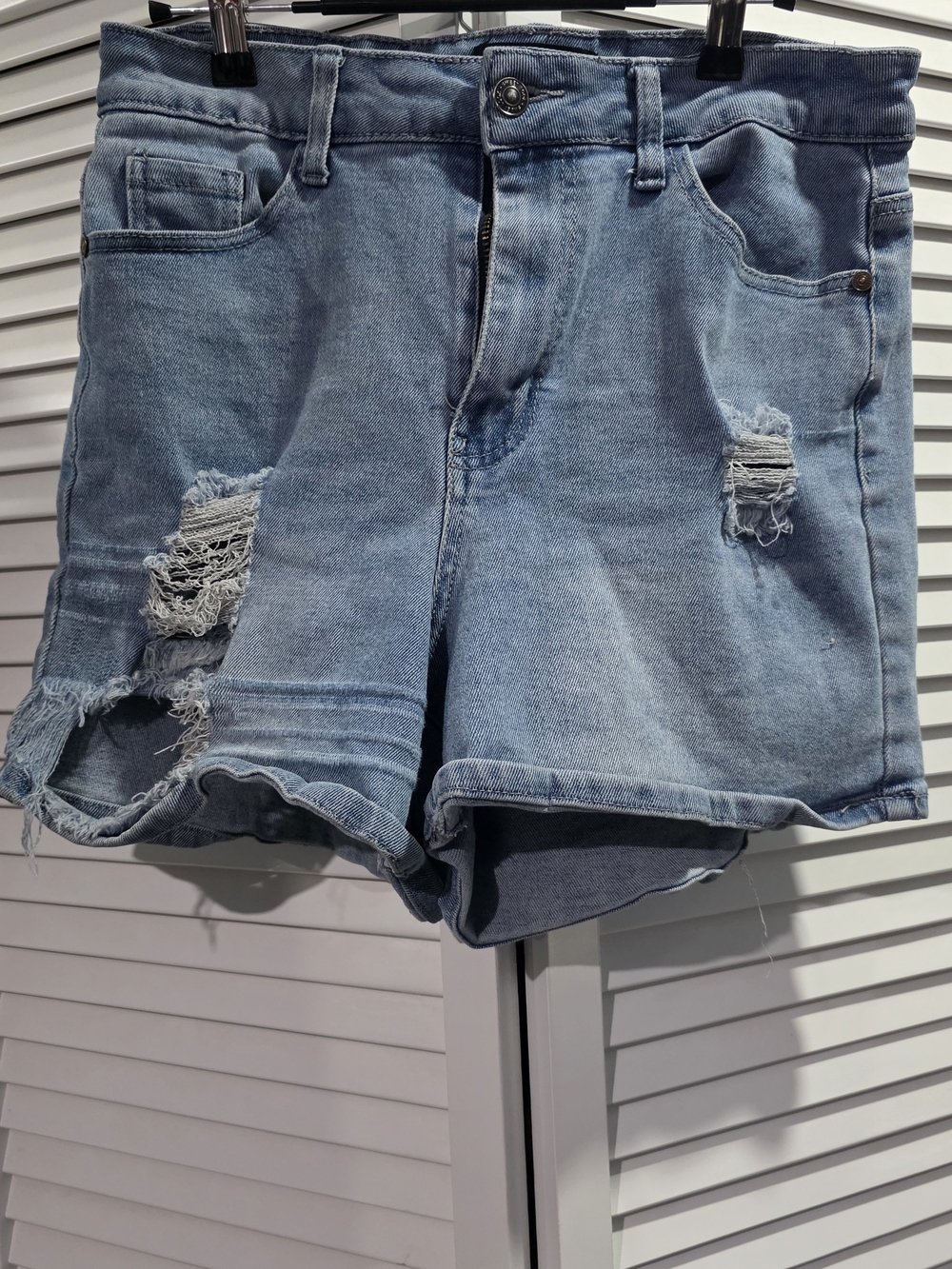Women’s Distressed Light Blue Denim Jean Shorts